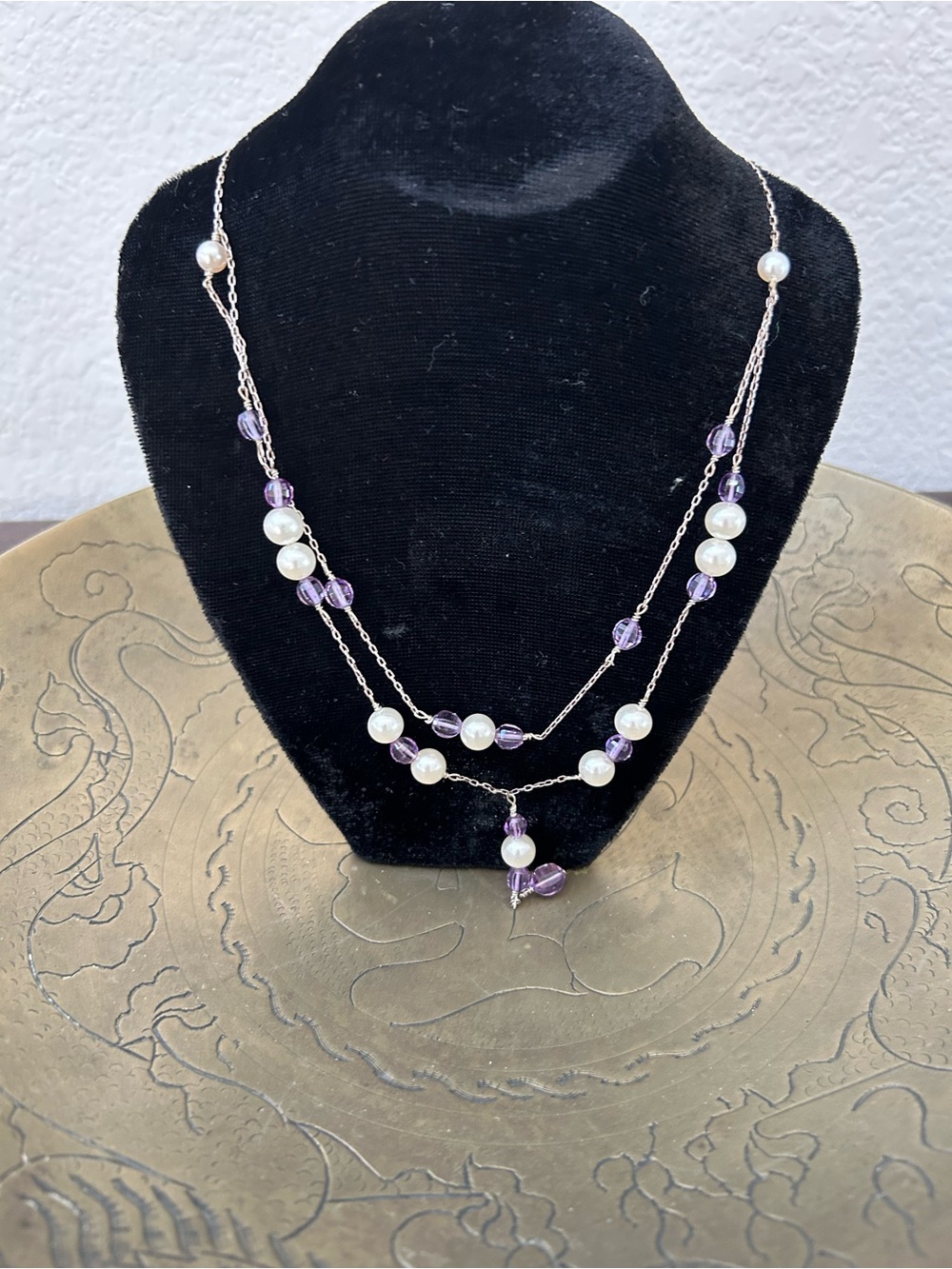 Pearl Sterling Beaded Necklace (New Hand Made)